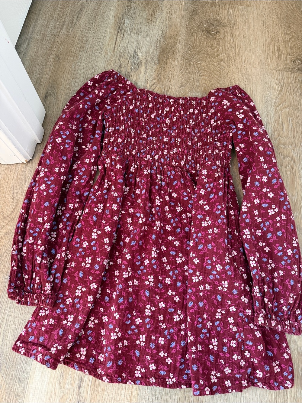 Cat & Jack Burgundy Floral Off-Shoulder Dress